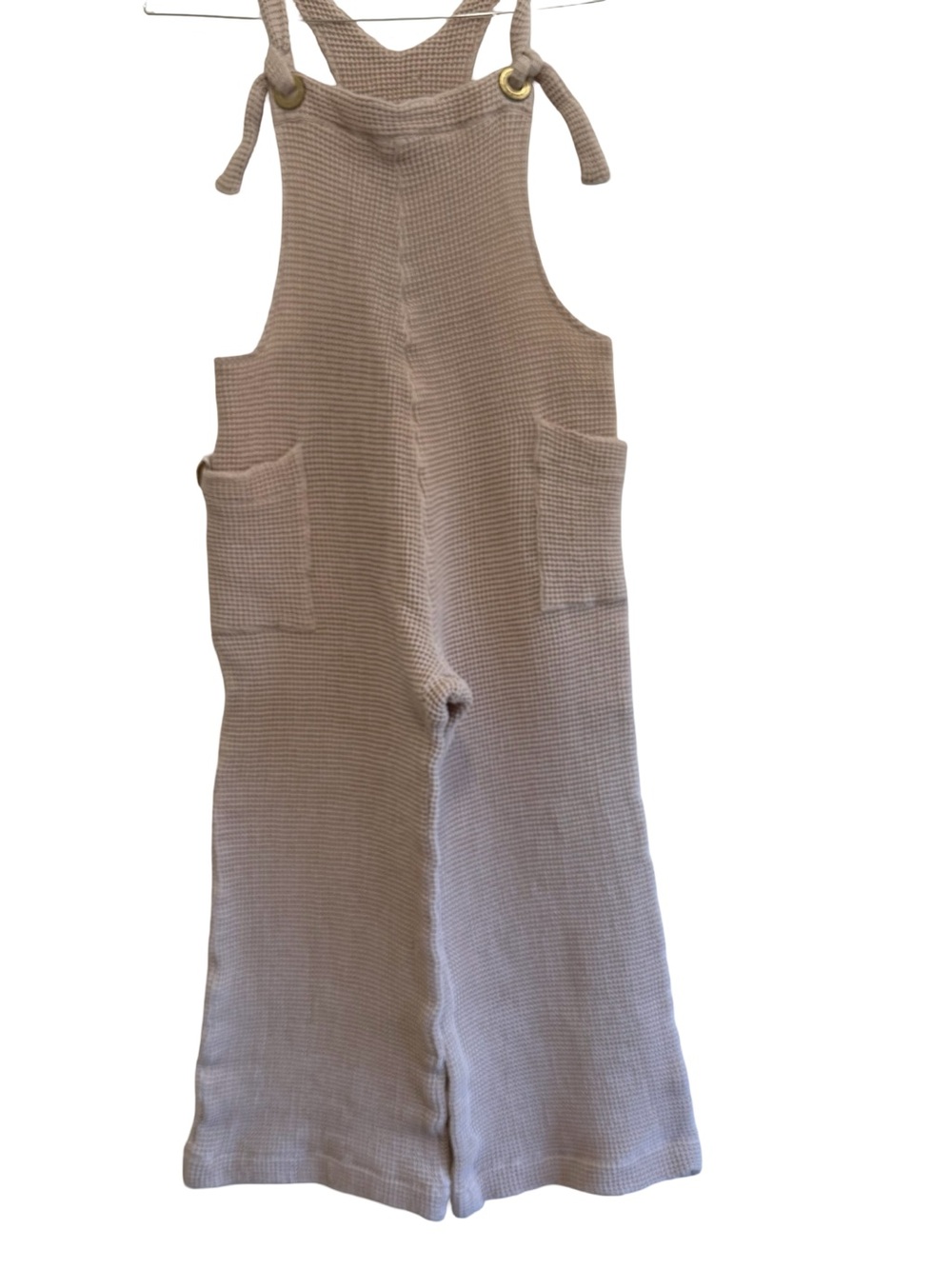 Cache Beige Knit Tie-Strap Overalls One-Piece